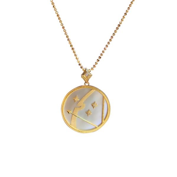 Colorful Shell Constellation Round Gold Coin Minimalist Necklace