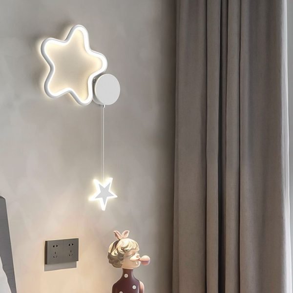 Cloud Bedroom Bedside Wall Lamp Five-pointed Star Children's Room Lamp