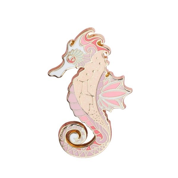 Cool Thing Sneak Designer Original Design Seahorse Metal Badge Brooch Ins Jewelry Virgo Constellation Gift