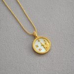 Colorful Shell Constellation Round Gold Coin Minimalist Necklace