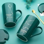 Dark green constellation ceramic mug gift set