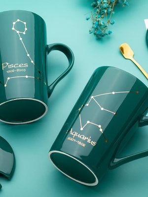 Dark green constellation ceramic mug gift set