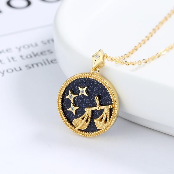 Twelve Constellation Blue Sand Lucky Necklace