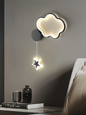 Cloud Bedroom Bedside Wall Lamp Five-pointed Star Children's Room Lamp