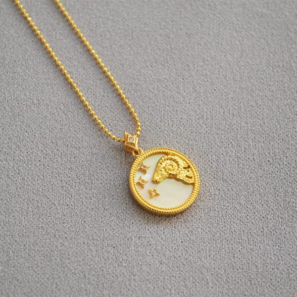 Colorful Shell Constellation Round Gold Coin Minimalist Necklace