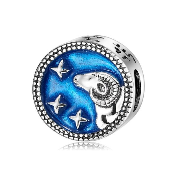 S925 Sterling Silver Gel Beads Blue Starry Sky 12 Constellation Bracelet Diy Accessories Beads