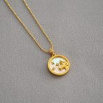 Colorful Shell Constellation Round Gold Coin Minimalist Necklace