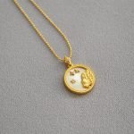 Colorful Shell Constellation Round Gold Coin Minimalist Necklace