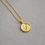 Colorful Shell Constellation Round Gold Coin Minimalist Necklace