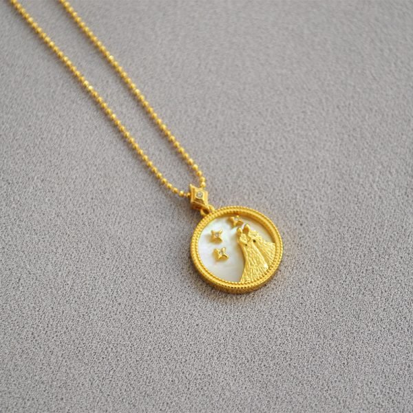 Colorful Shell Constellation Round Gold Coin Minimalist Necklace