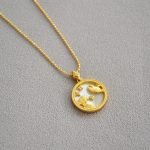 Colorful Shell Constellation Round Gold Coin Minimalist Necklace