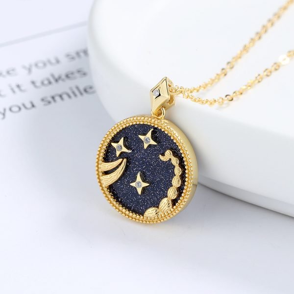 Twelve Constellation Blue Sand Lucky Necklace